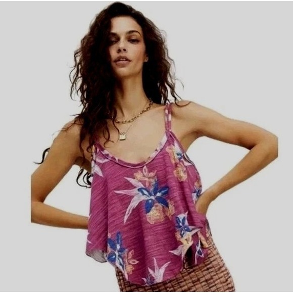 NWT We The Free Women's Small Purple Floral Strappy Tank Top Boho Flowy SMALL - Picture 10 of 11